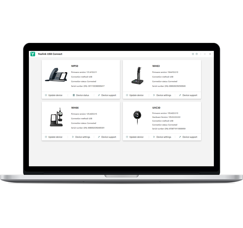 Yealink USB Connect Logiciel - Gestion des périphériques