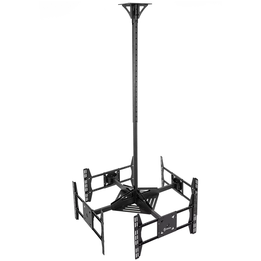 Prestigio ONKRON Ceiling TV Mount Bracket Height Adjustable for two 32 to 55 Inch LED LCD TVs, Black