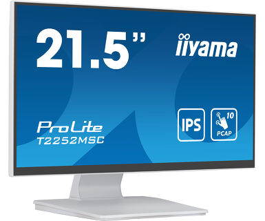 iiyama 21.5" PCAP 10pt monitor featuring IPS technology, Edge-to-Edge glass design and anti fingerprint coating interac…