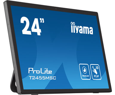 iiyama 24" multi-touch monitor with edge-to-edge glass, anti fingerprint coating , integrated webcam and a flexible sta…