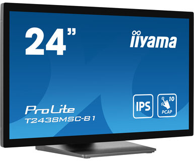 iiyama 23.8" 10pt Optical Bonded PCAP monitor with IPS technology, edge-to-edge glass design, anti-fingerprint coating…