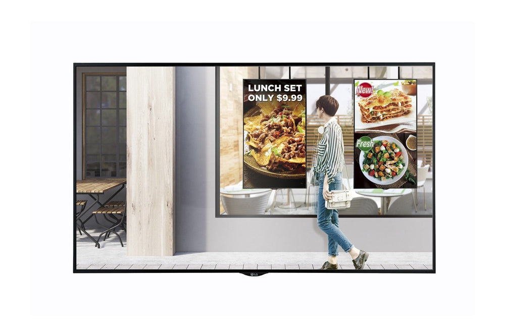 Écran LG 49XS2E 49 pouces orienté vers la vitrine