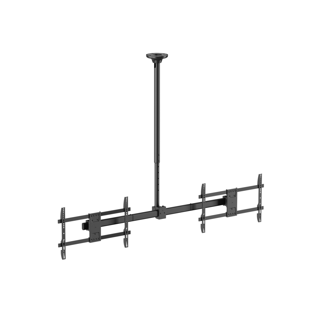 Support plafond double écran VSYS VCM-CE1546SL pour écrans 34"–60", 40 kg par écran