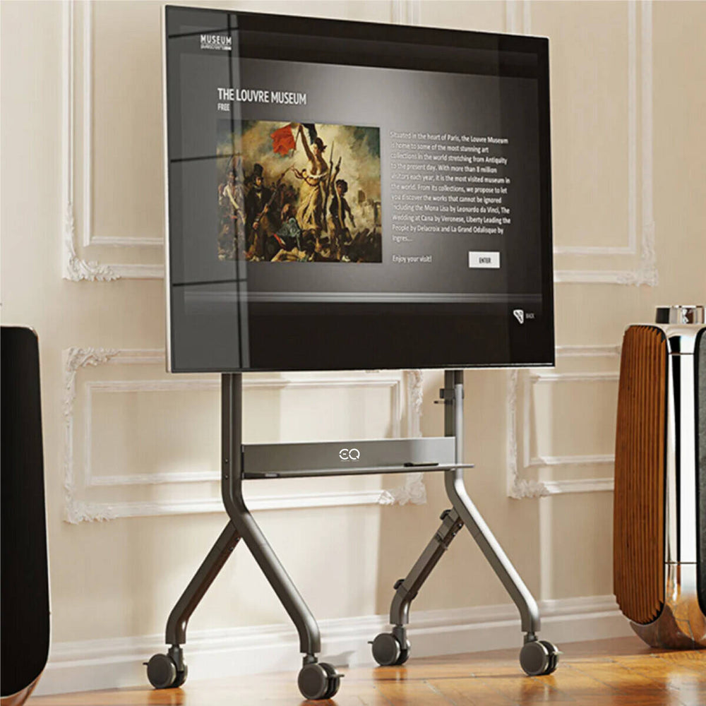 EQ Enhancing Quality TEX Motorized Floor Stand, 75"-90" Support, Up to 250mm Height Adjustment, Up to 68.2kg Max Load Capacity, 200 x 200mm to 900 x 600mm VESA Compatible