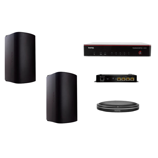 Biamp MRB-M-X400-T-EXS8 video conferencing bundle with TesiraFORTÉ processor and Parlé microphone